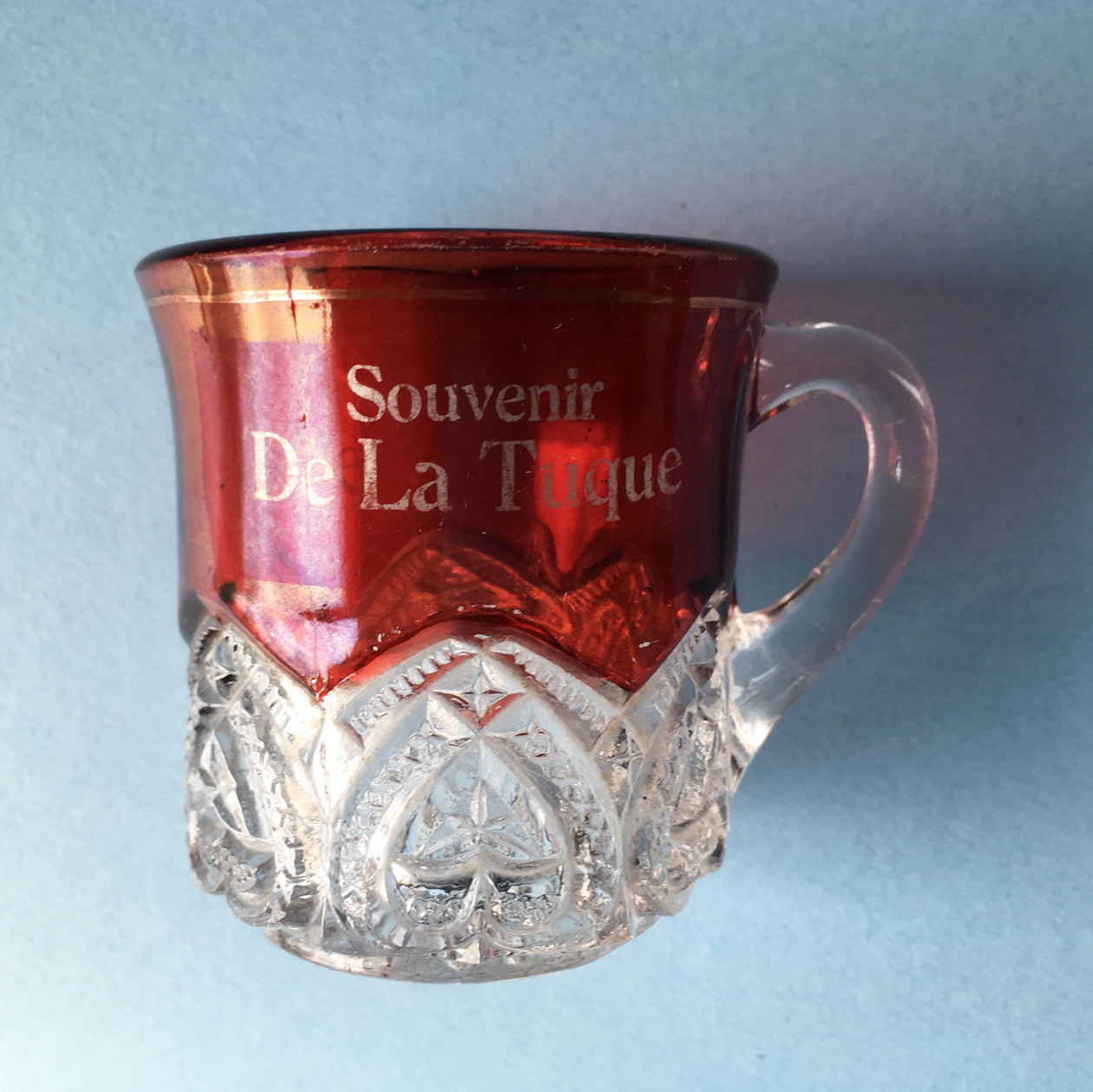 EAPG Heart Band pattern ruby stained glass mug side image #1