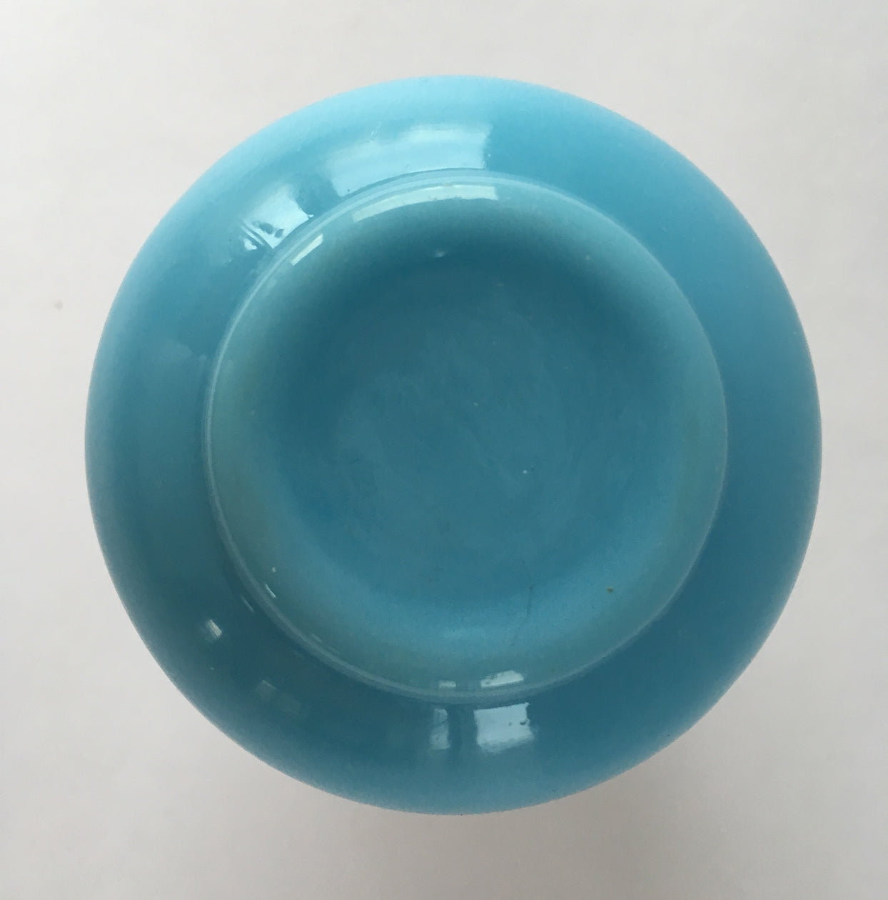 EAPG Butterfly and Tassel pattern blue milk glass salt shaker bottom image