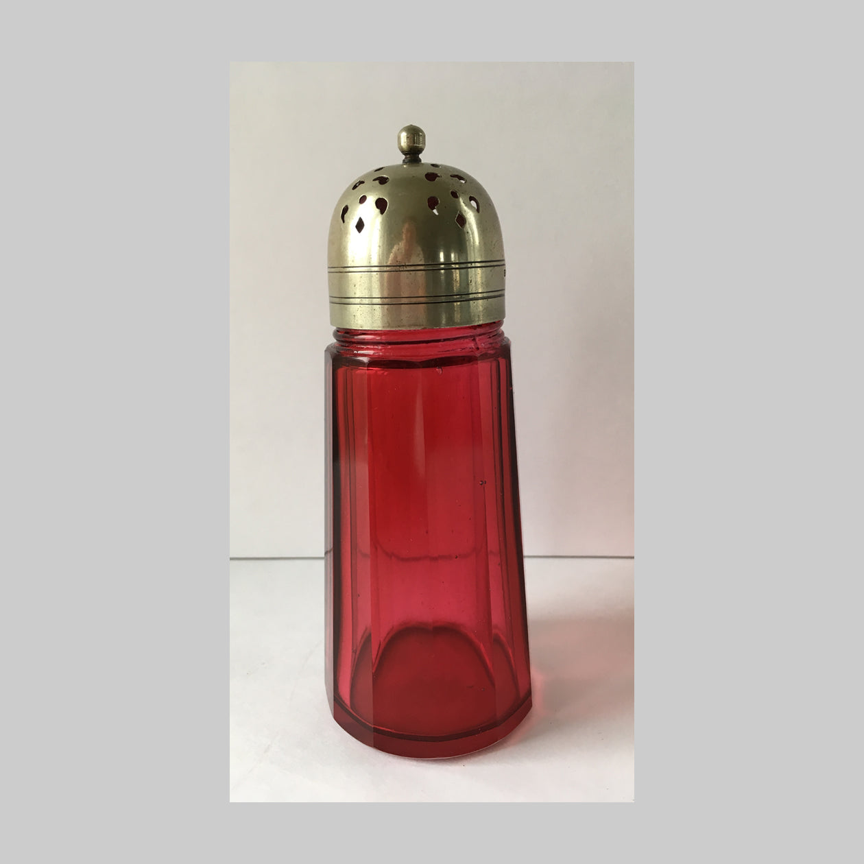 Antique Cranberry Glass Sugar Shaker - main image