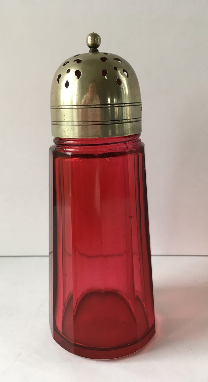 Antique Cranberry Glass Sugar Shaker - full view image
