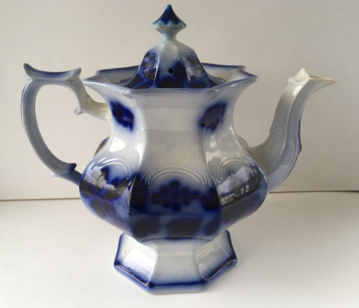 Flow Blue Teapot from Quebec full image 2