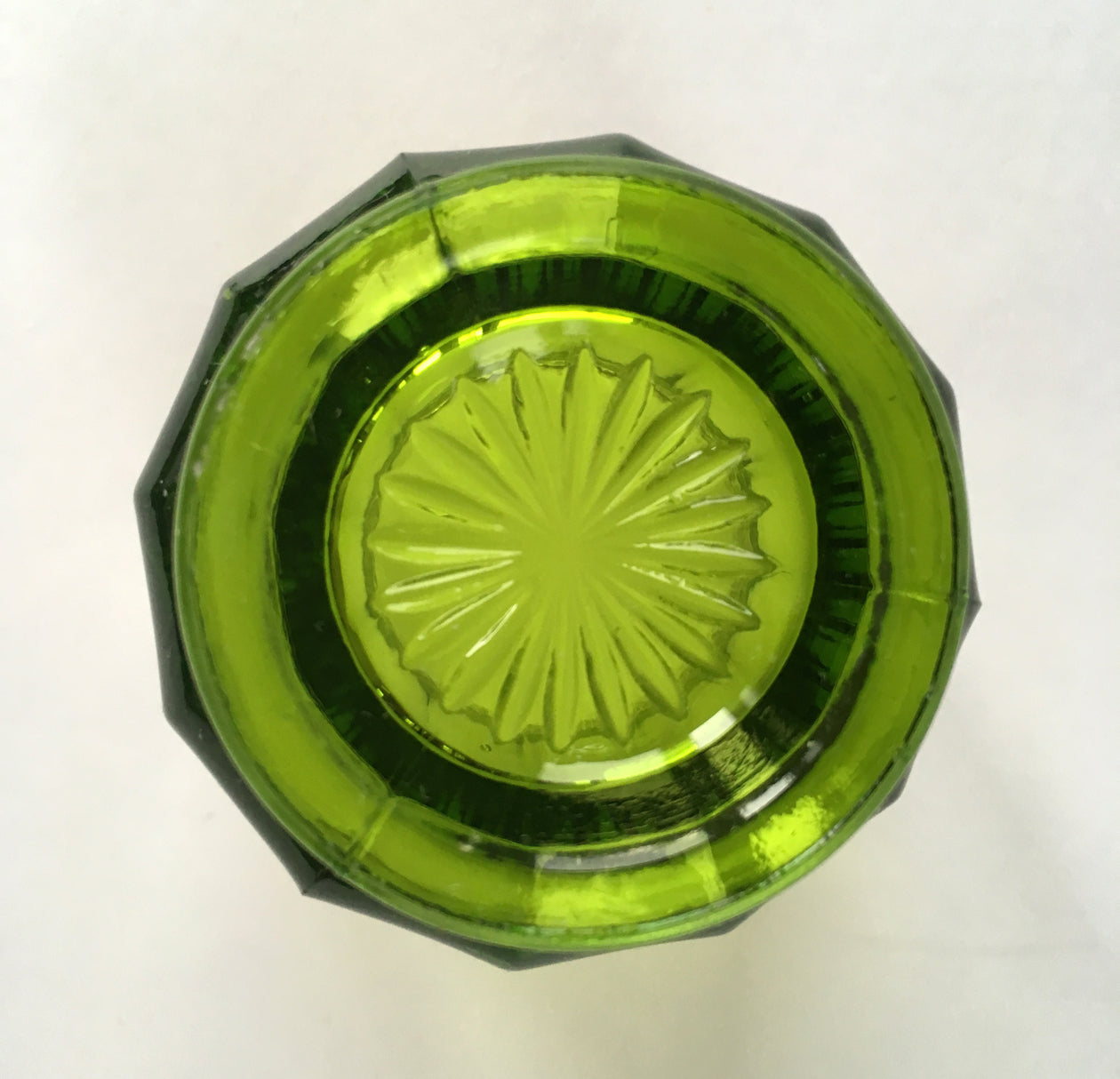 EAPG Colonial Cambridge Green Glass Toothpick Holder bottom view