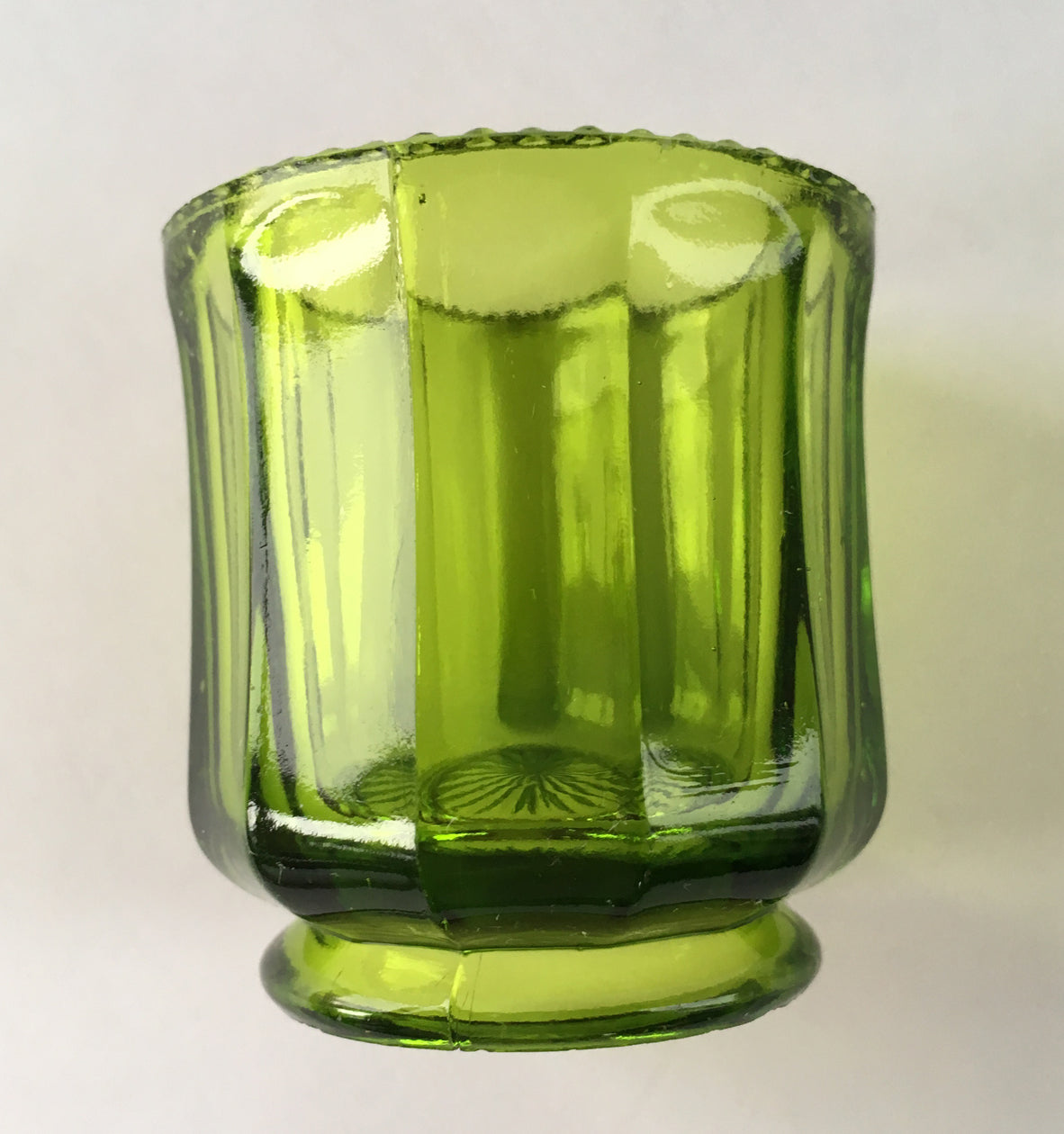 EAPG Colonial Cambridge Green Glass Toothpick Holder side view 