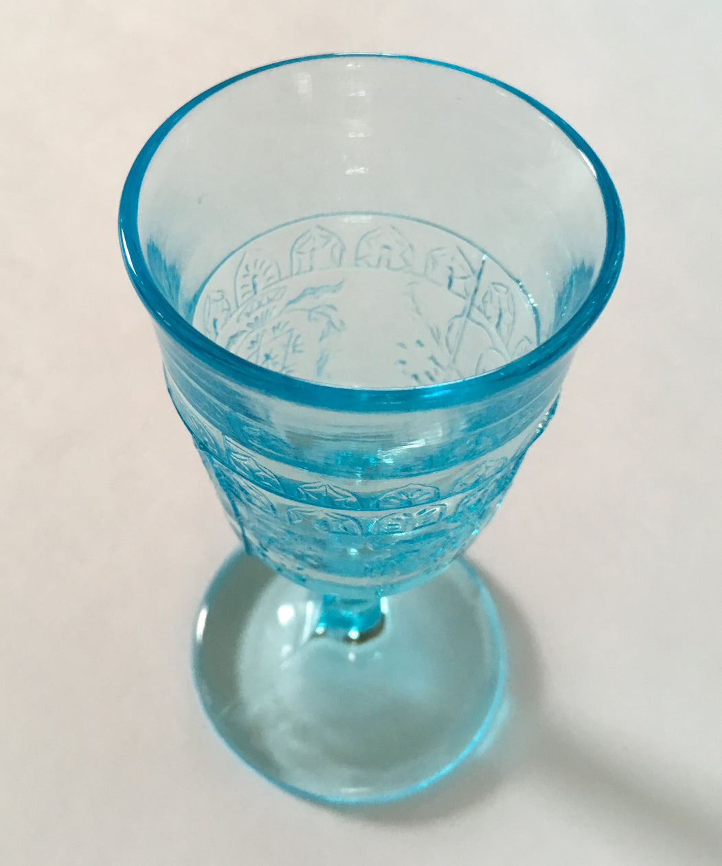 EAPG Blue Wine Glass Scroll with Flowers Pattern angle image 2