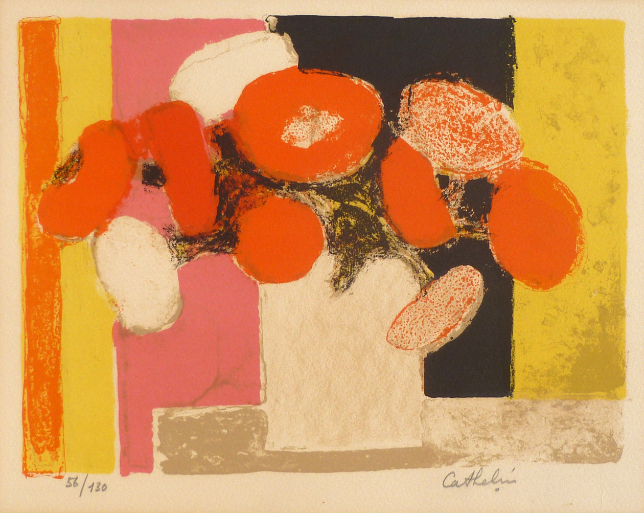 Bernard Cathelin Colour Lithograph Petit Bouquet de Fête mat view image