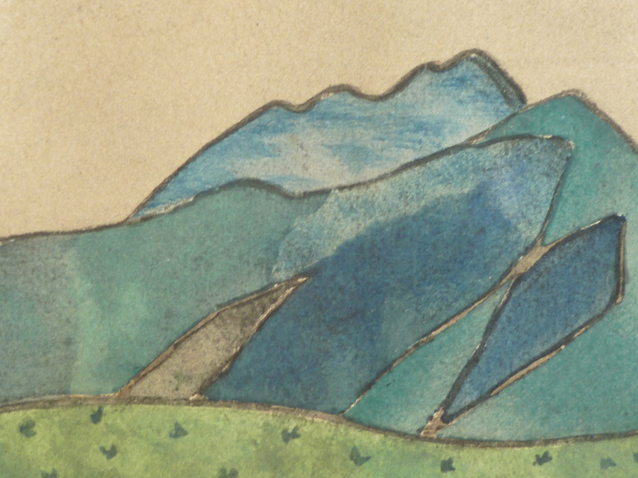Carlos Merida early colour landscape lithograph close view image