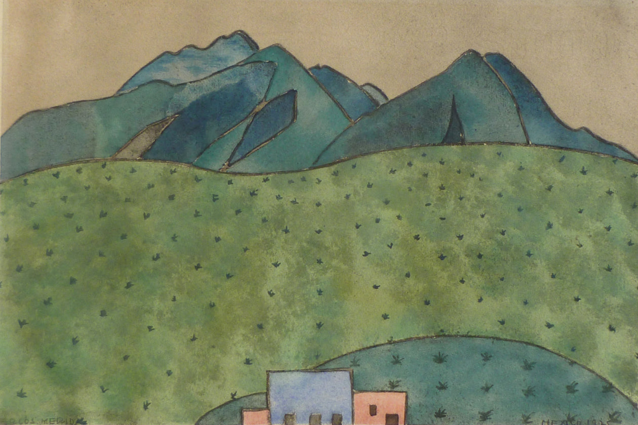 Carlos Merida early colour landscape lithograph close view image 3