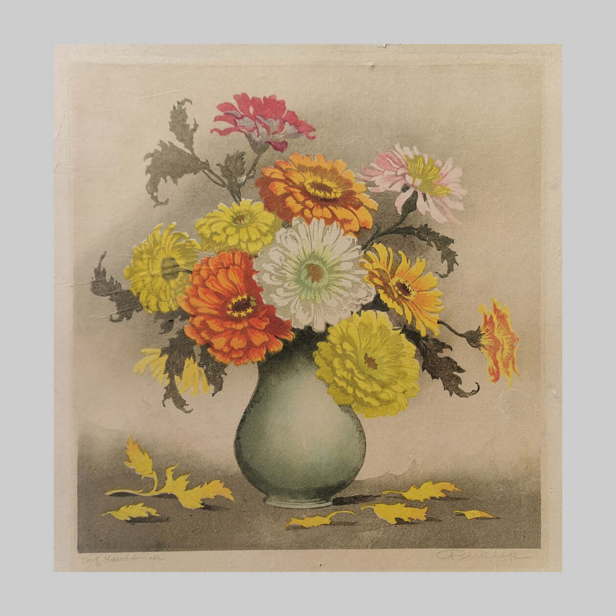 Viktor Wolfgang Pirkhoff | Colour Woodcut - Flowers in Vase
