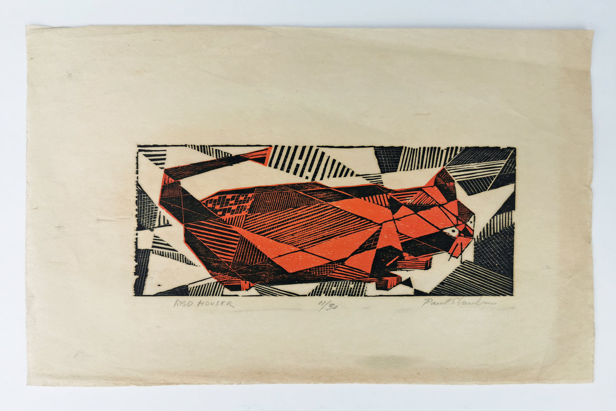 Paul Schaub etching red mouser full sheet
