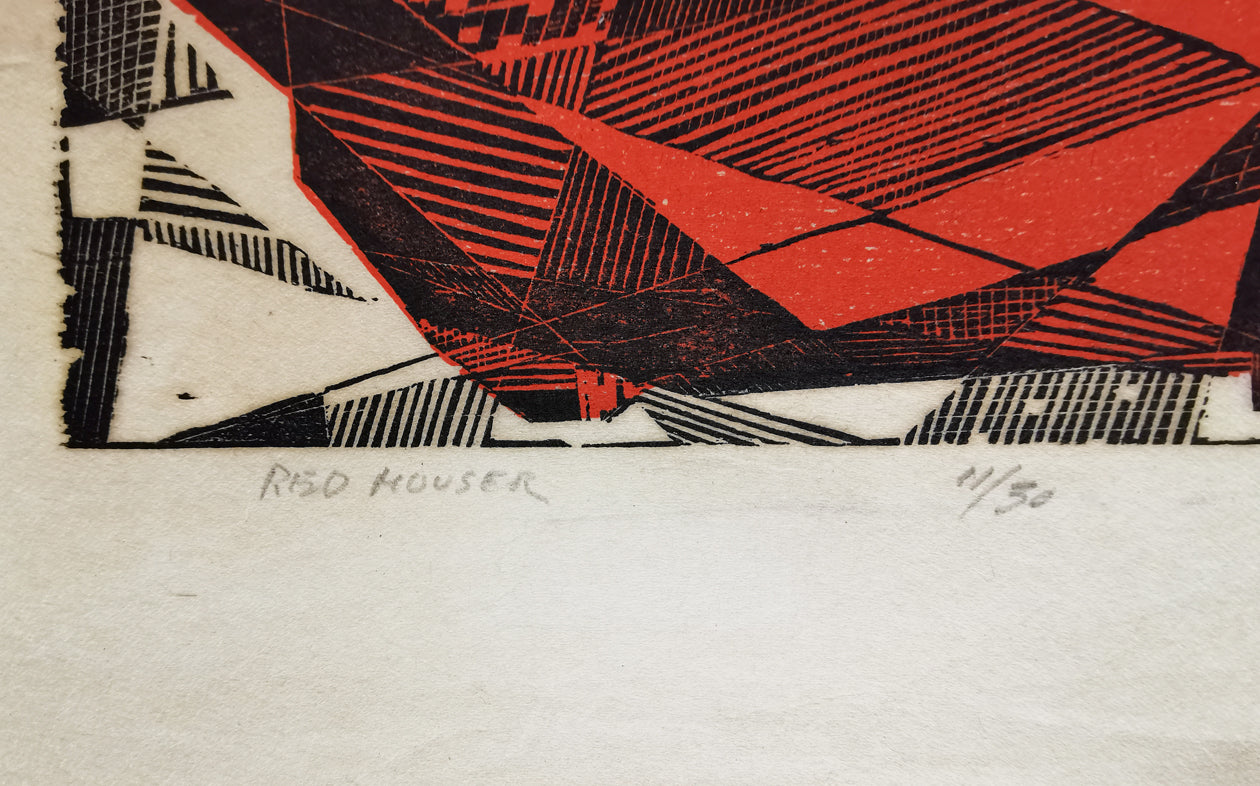 Paul Schaub etching red mouser title & number