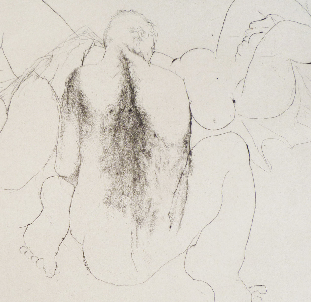 Pierre Zucchelli Etching of a nude couple detail image