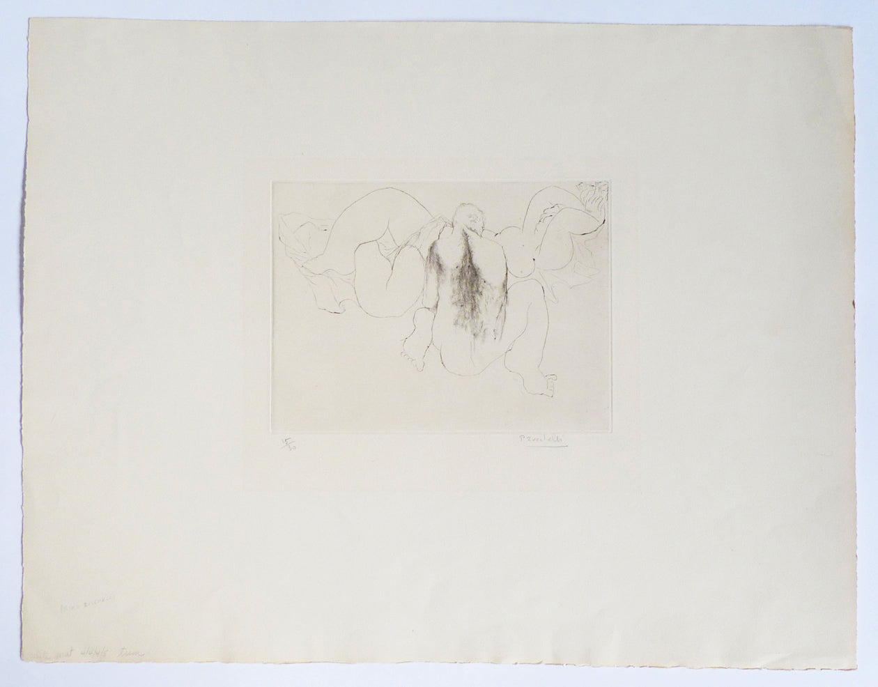 Pierre Zucchelli Etching of a nude couple full sheet image